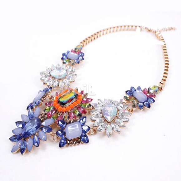 Women Crystal Gemstone Flower Floral Statement - Picture 2 of 4