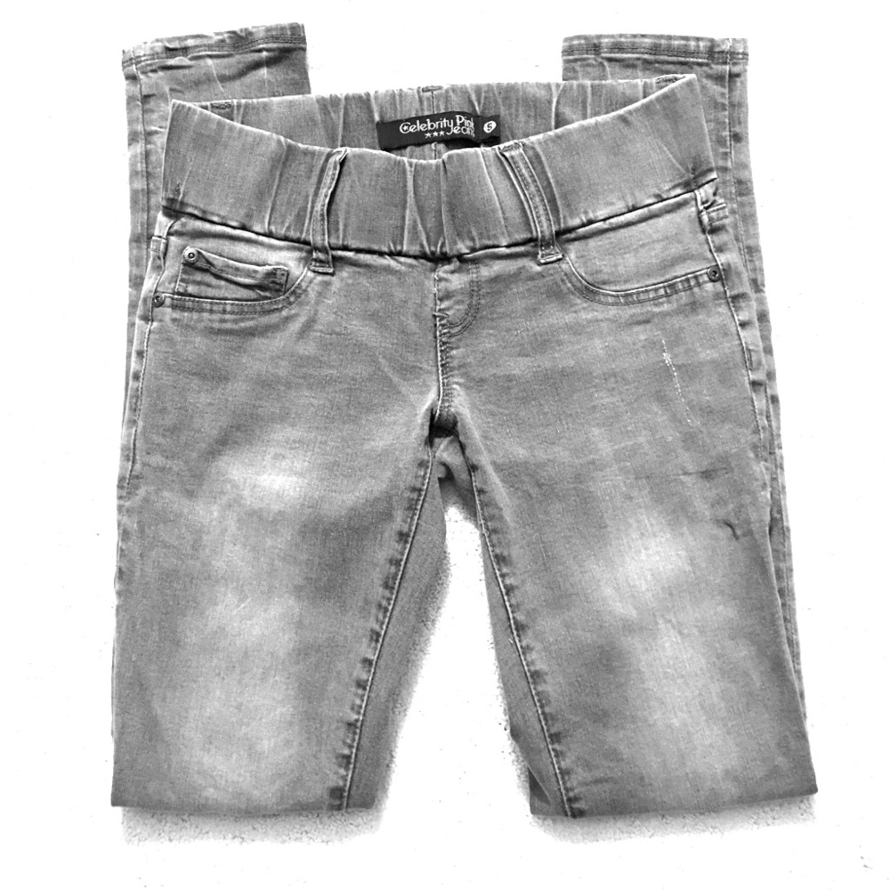 Skinny grey wide elastic band jeans