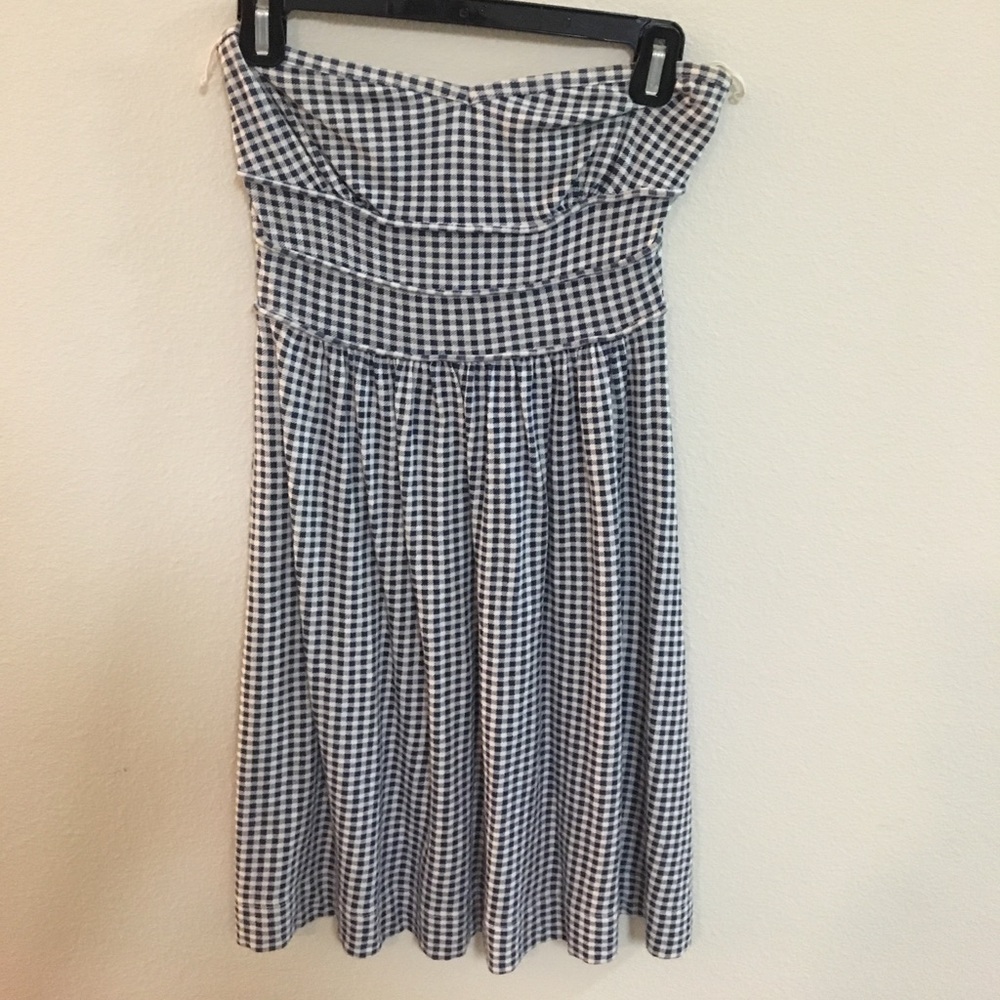 Blue and white checkered dress