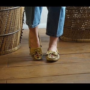 Tan Minnetonka moccasins