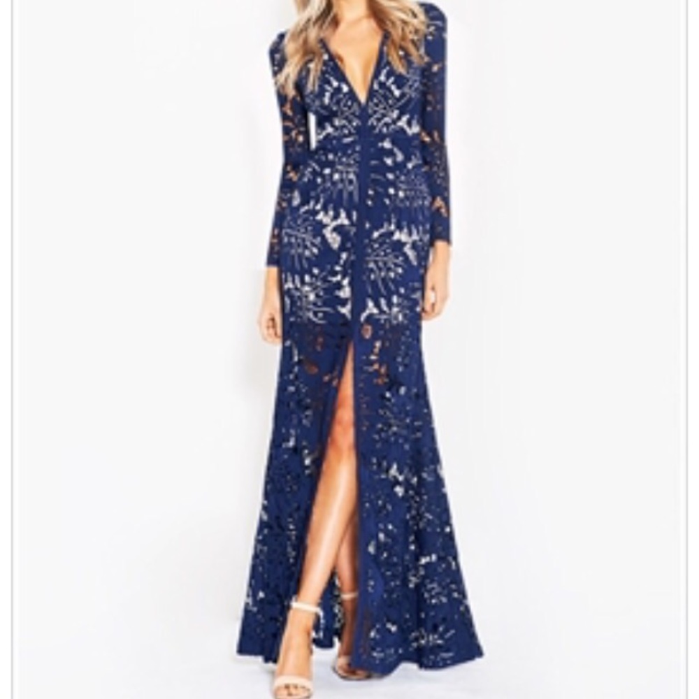 Navy lace maxi dress