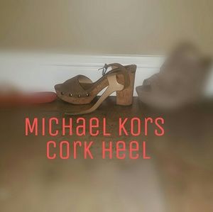 Micheal Kors suede cork heel sandal