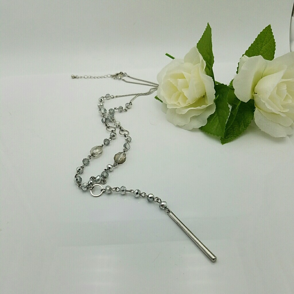 Silver Beaded Tassel Style Necklace