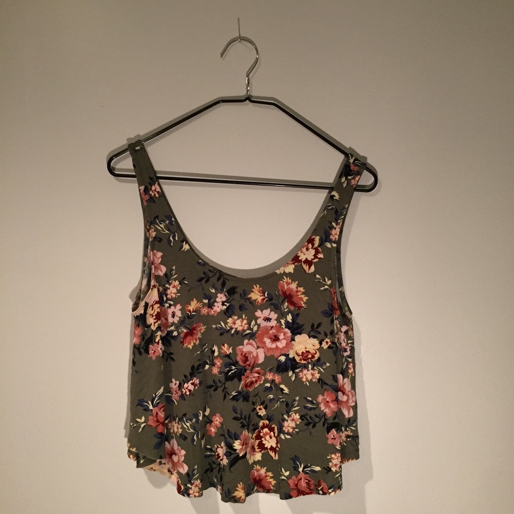 Green Floral Crop Top