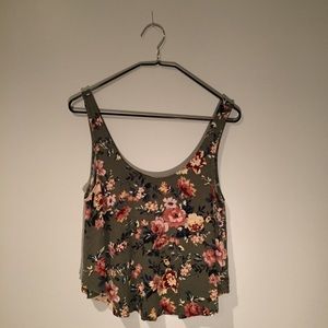 Green Floral Crop Top