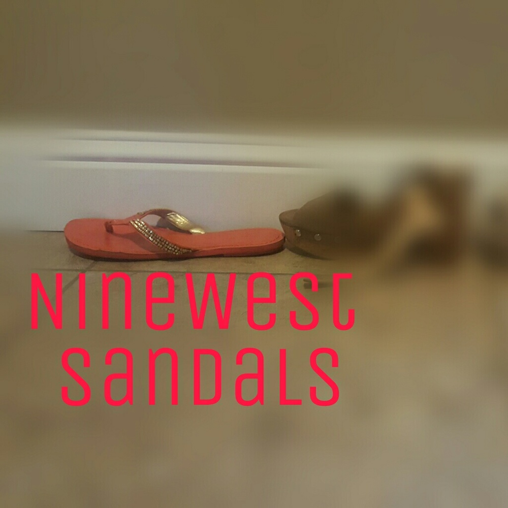 Orange and gold jeweled NineWest sandals