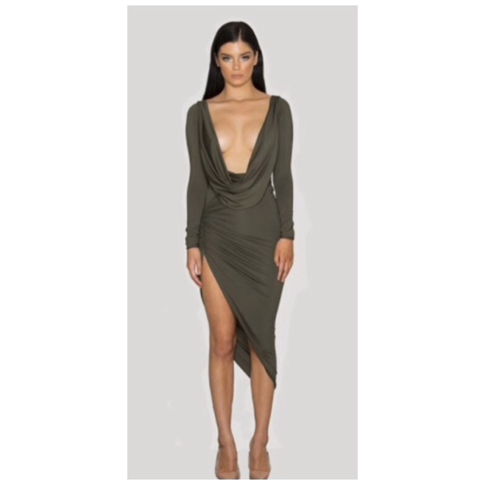 NEW! Deep Plunge Asymmetrical Dress - Picture 2 of 4