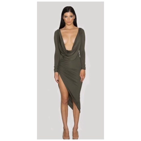 NEW! Deep Plunge Asymmetrical Dress - Picture 2 of 4