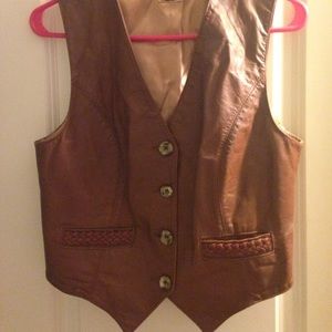 Brown leather vest unisex