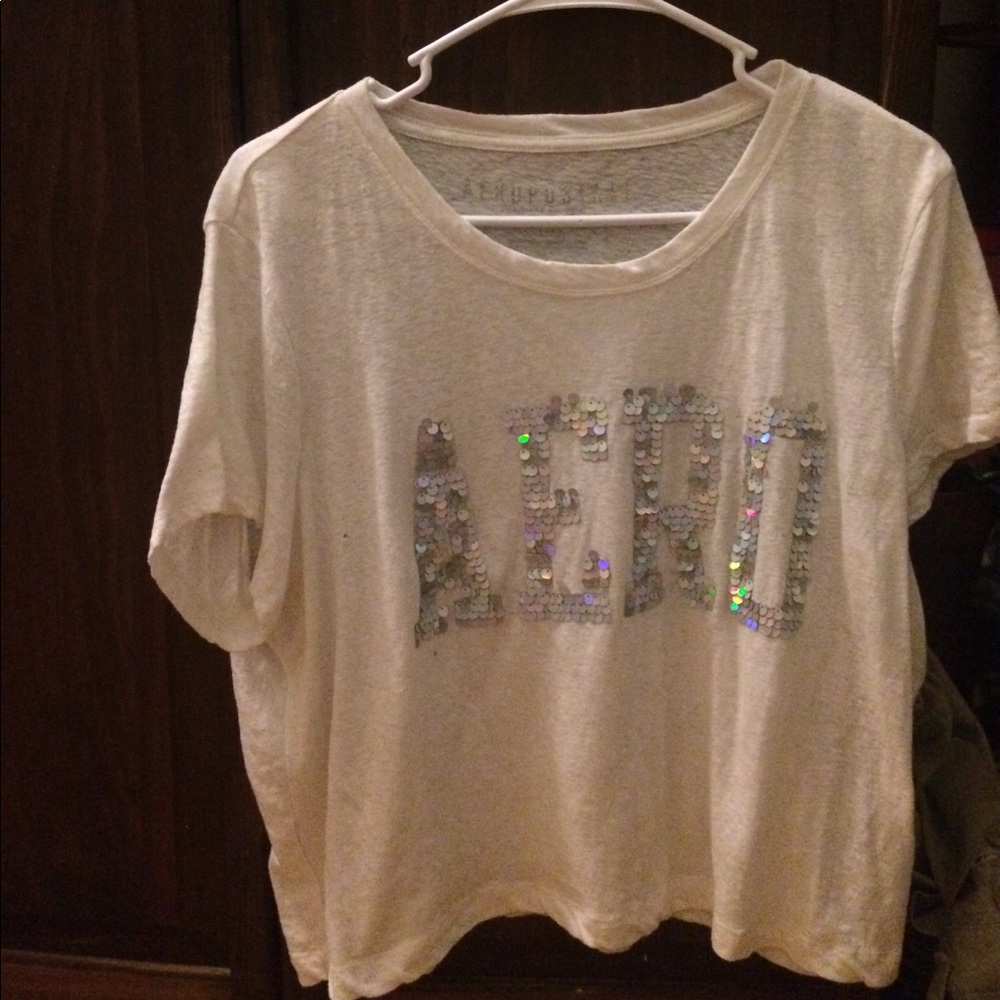 White Aeropostale sequin crop top size XL
