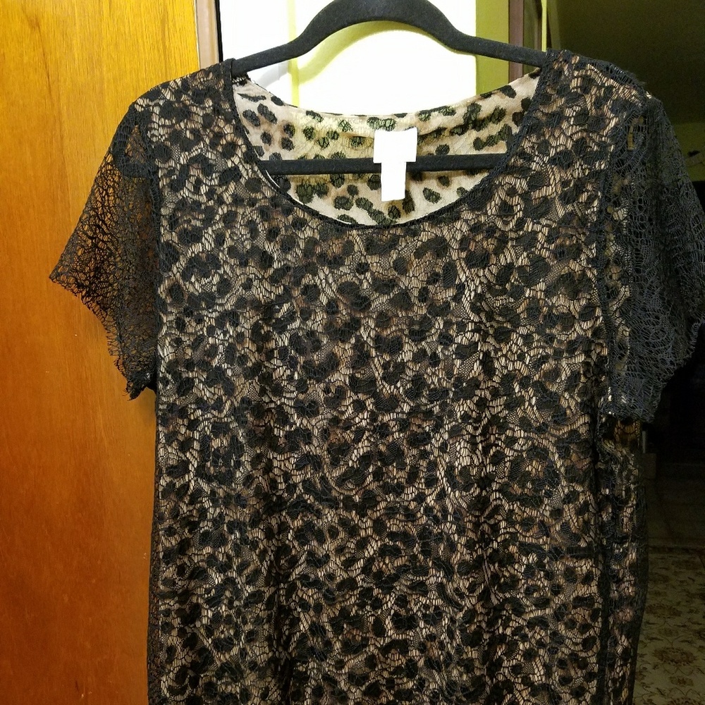 Chico's Leopard and Lace Summer Top