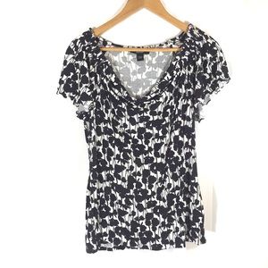 Alfani Rayon Ruched Collar Short Sleeve Blouse