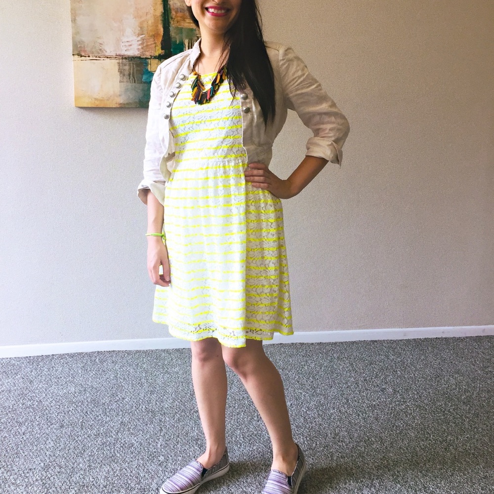 Lace highlighter striped dress by Maison Jules