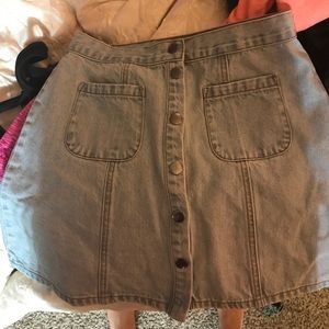Button up denim skater skirt