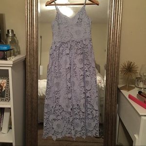 Baby Blue Tea Length Dress