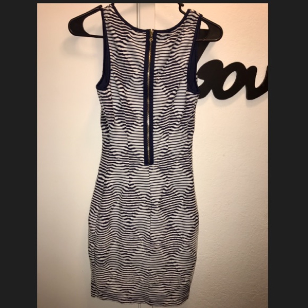 Blue and white stripe dress