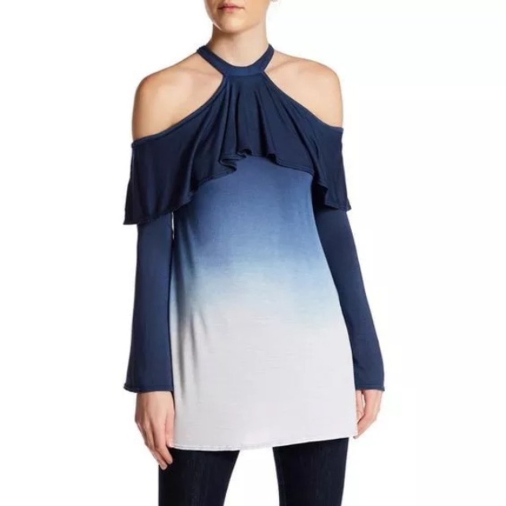 Go Couture Cold Shoulder Knit Tunic,