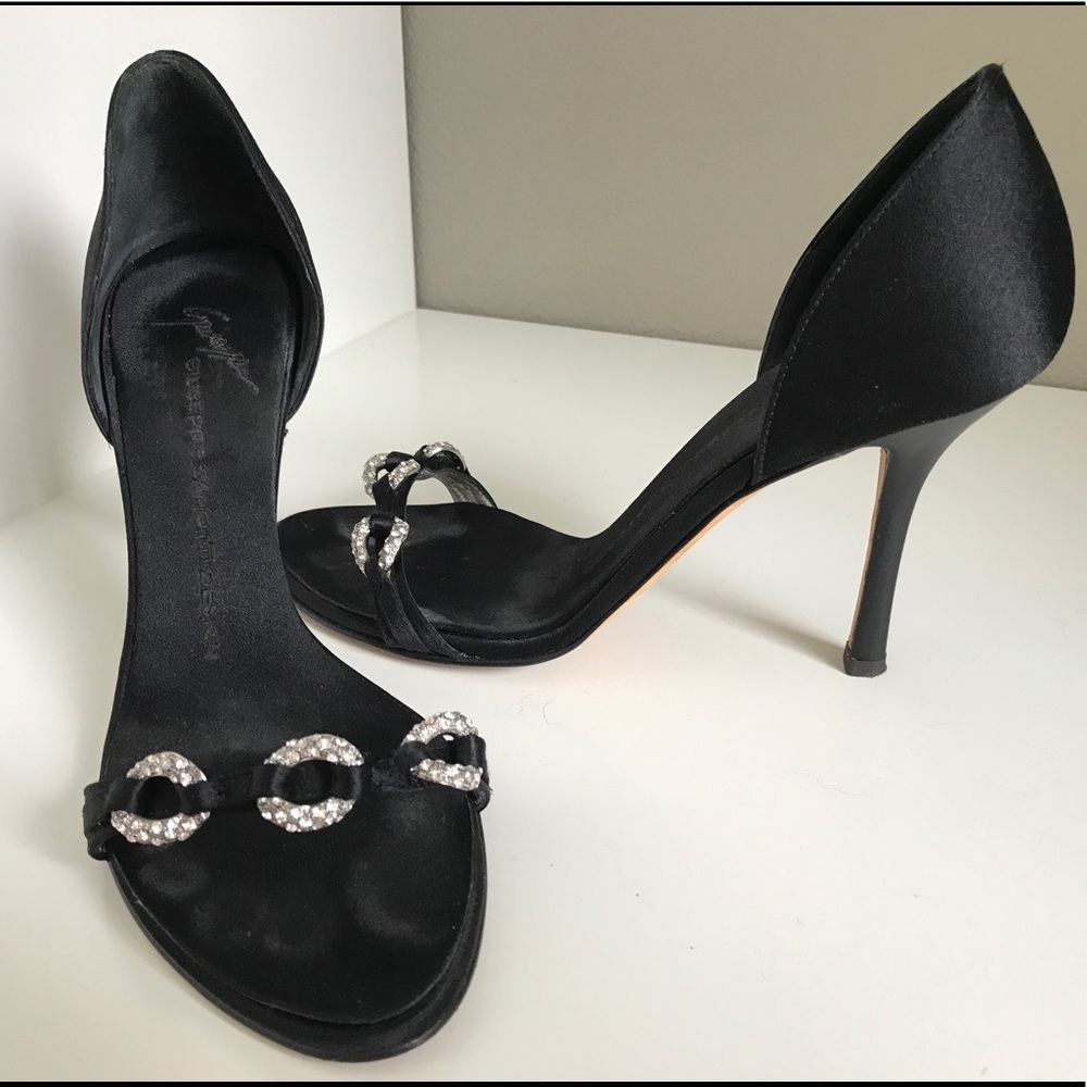 Giuseppe Zanotti Black Satin with Crystal Accents