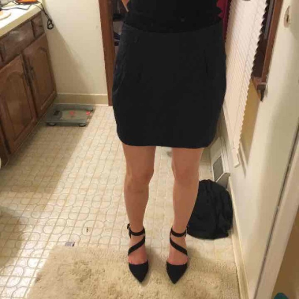 Navy pinstriped skirt
