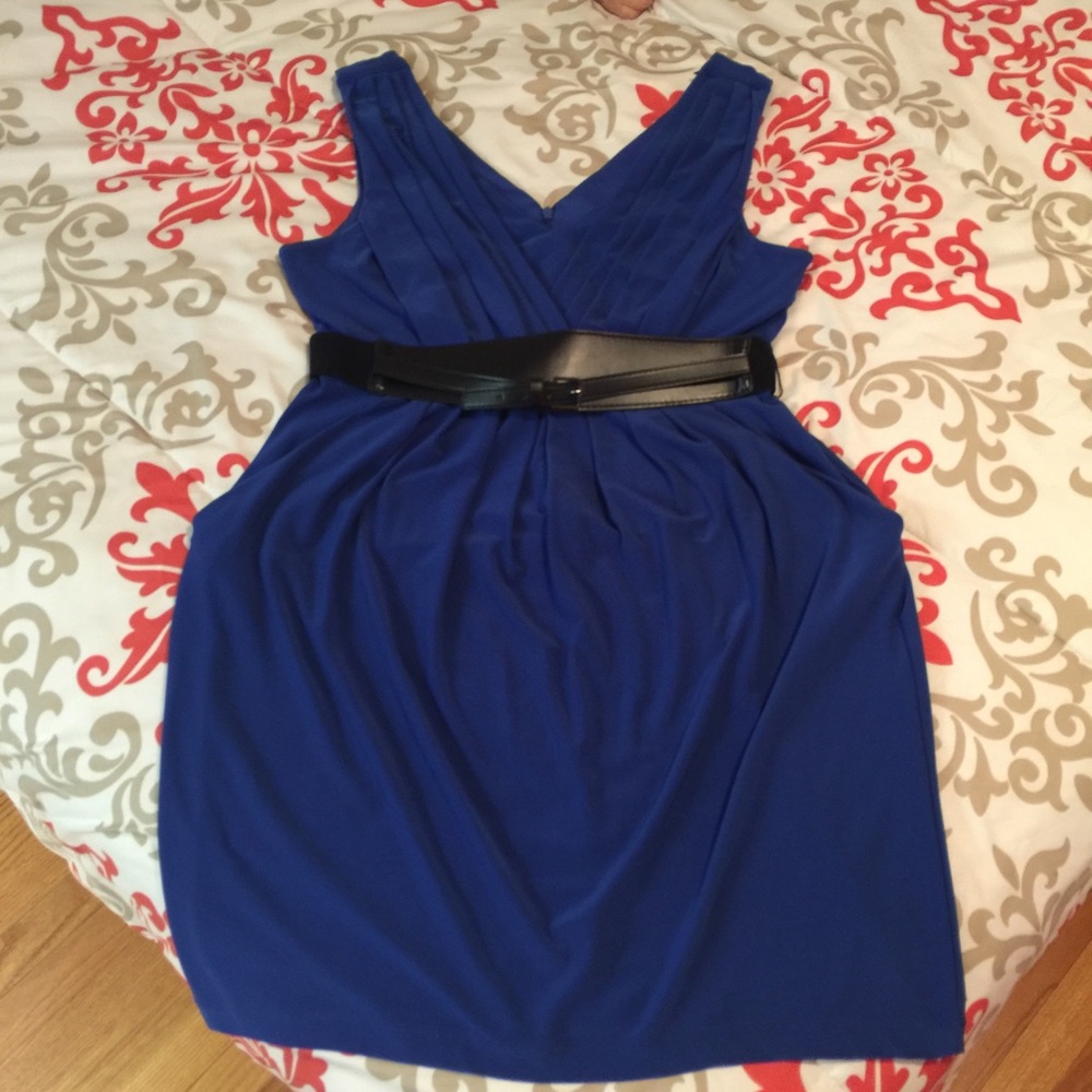 Plus Size Beautiful Blue Dress with black Belt