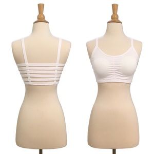 Strappy Back Caged Padded Bralette - White Strappy Back Caged Padded Bralette - White