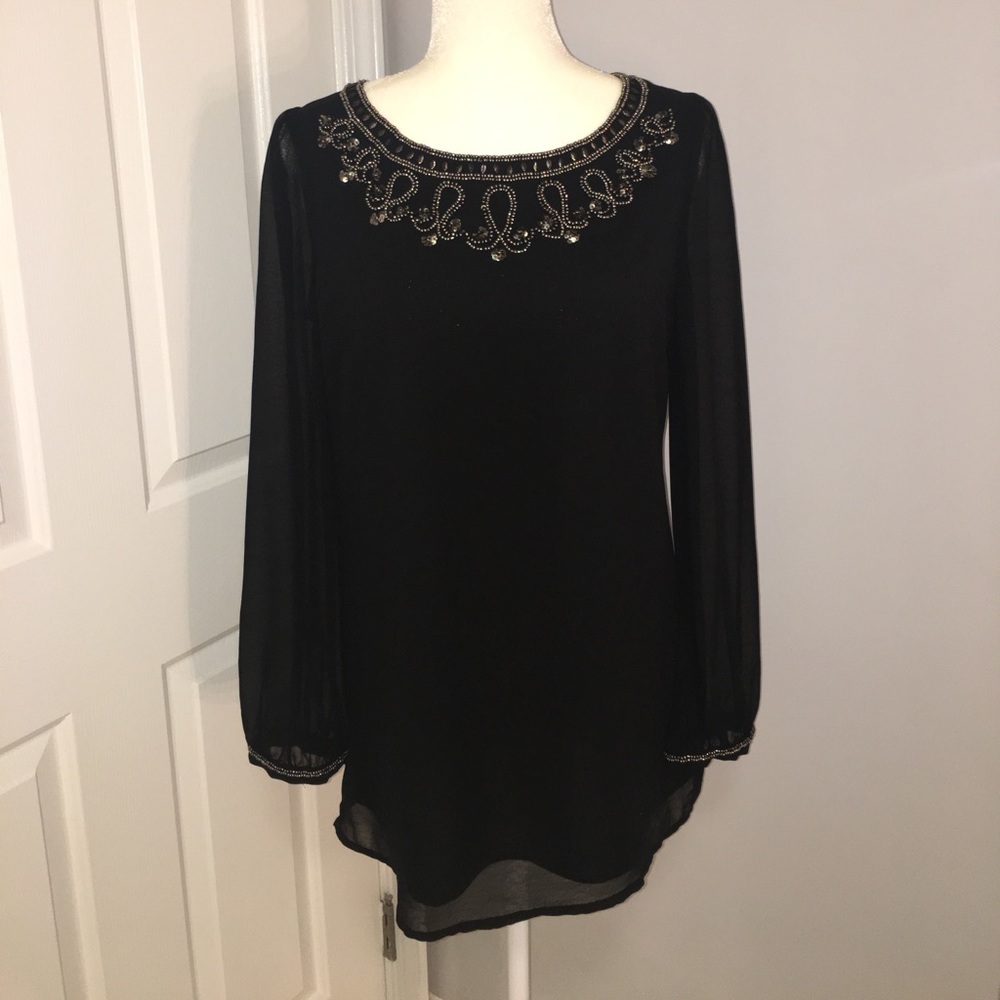 Black long sleeve shift dress