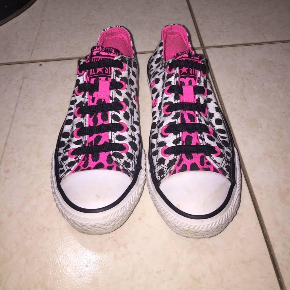 Girls leopard no tie Converse