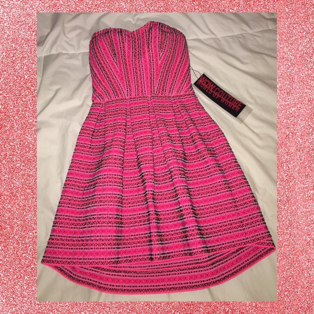 Hot Pink Strapless Dress
