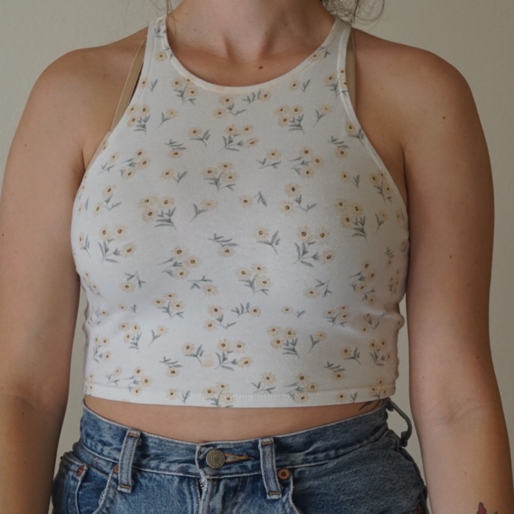 Cropped Flower Tank