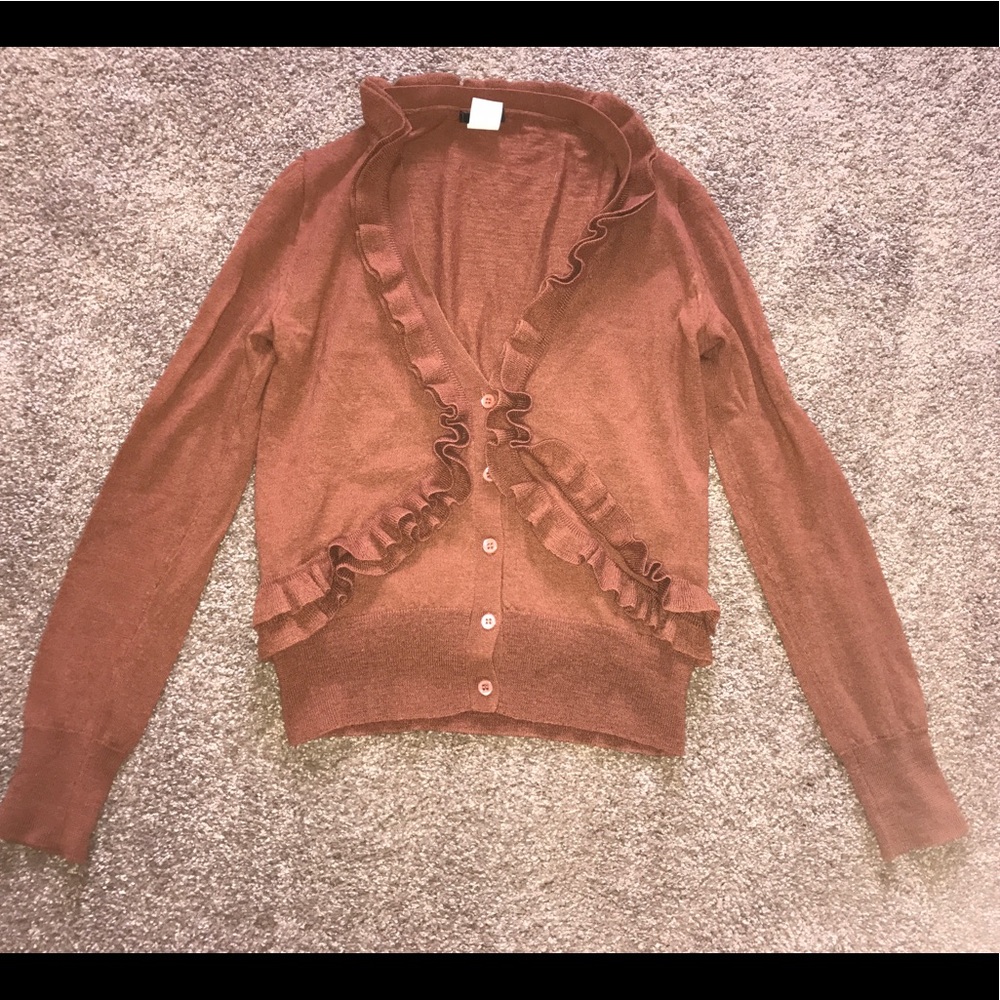 Pumpkin orange J.crew sweater with ruffle