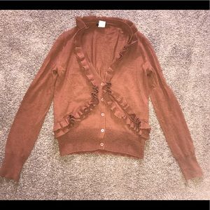 Pumpkin orange J.crew sweater with ruffle