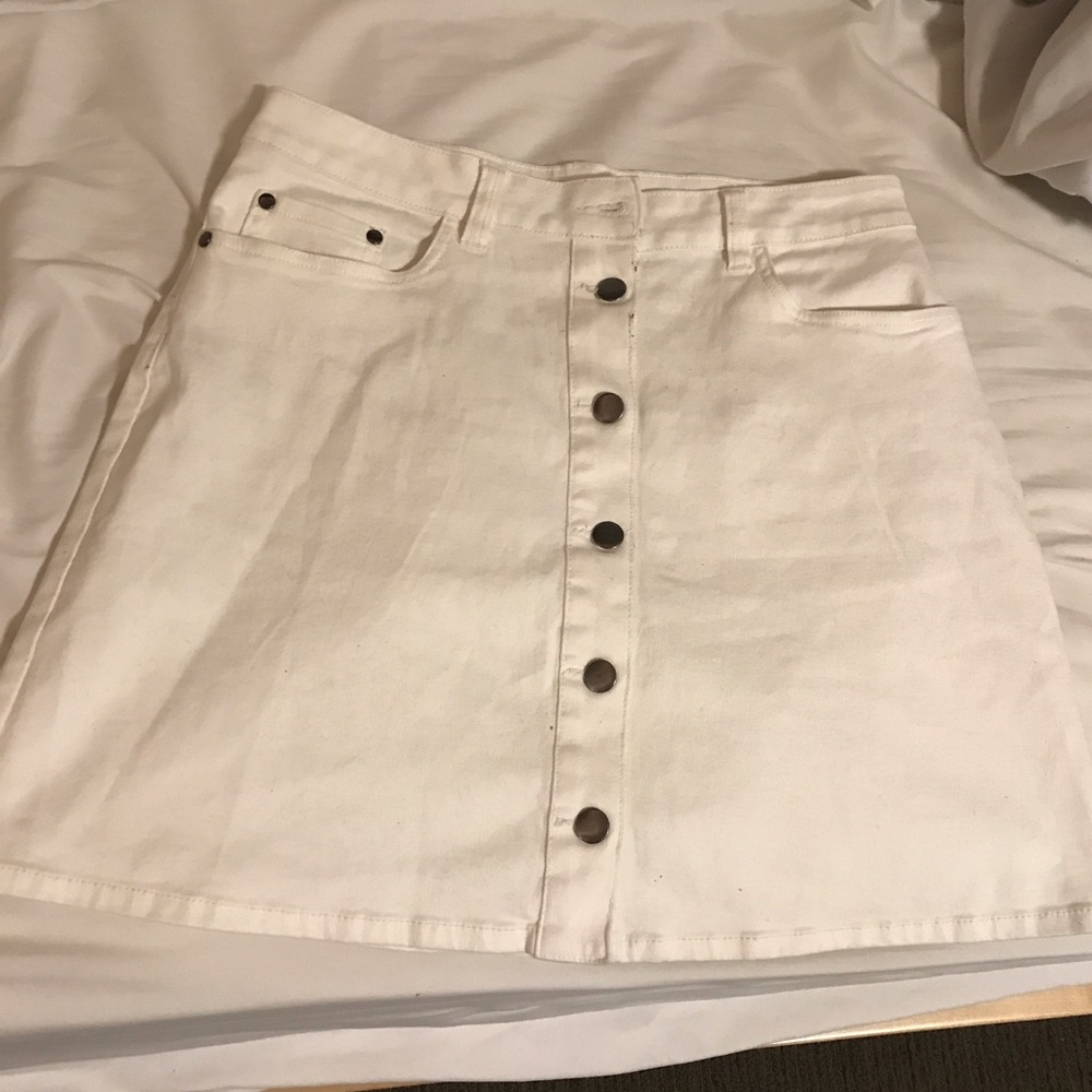 White Denim Mini Skirt