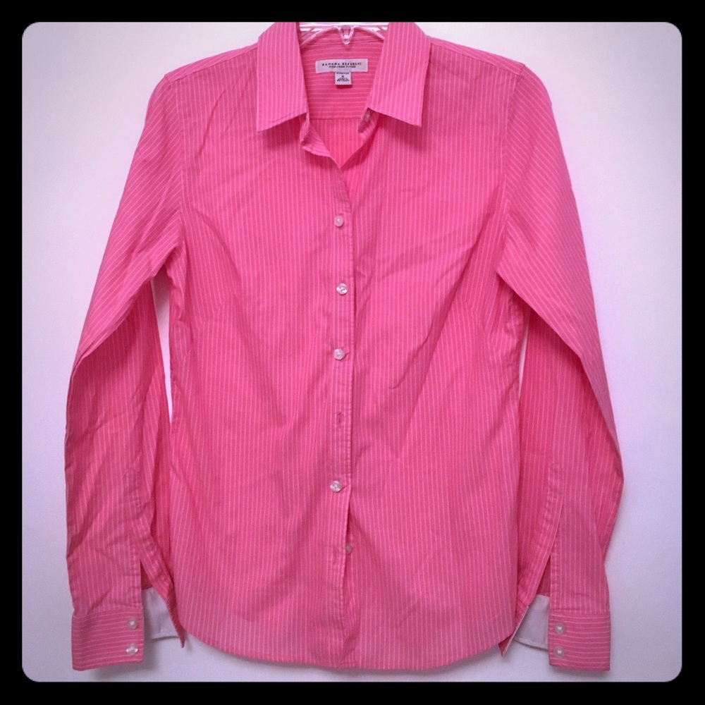 Banana Republic pink stripe non iron shirt