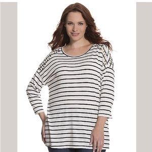 Black & white stripped shirt w/ studded shoulders