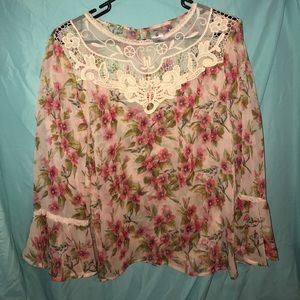 LC Lauren Conrad Floral Blouse, Size XL
