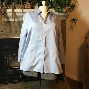 Light blue no iron pinpoint oxford