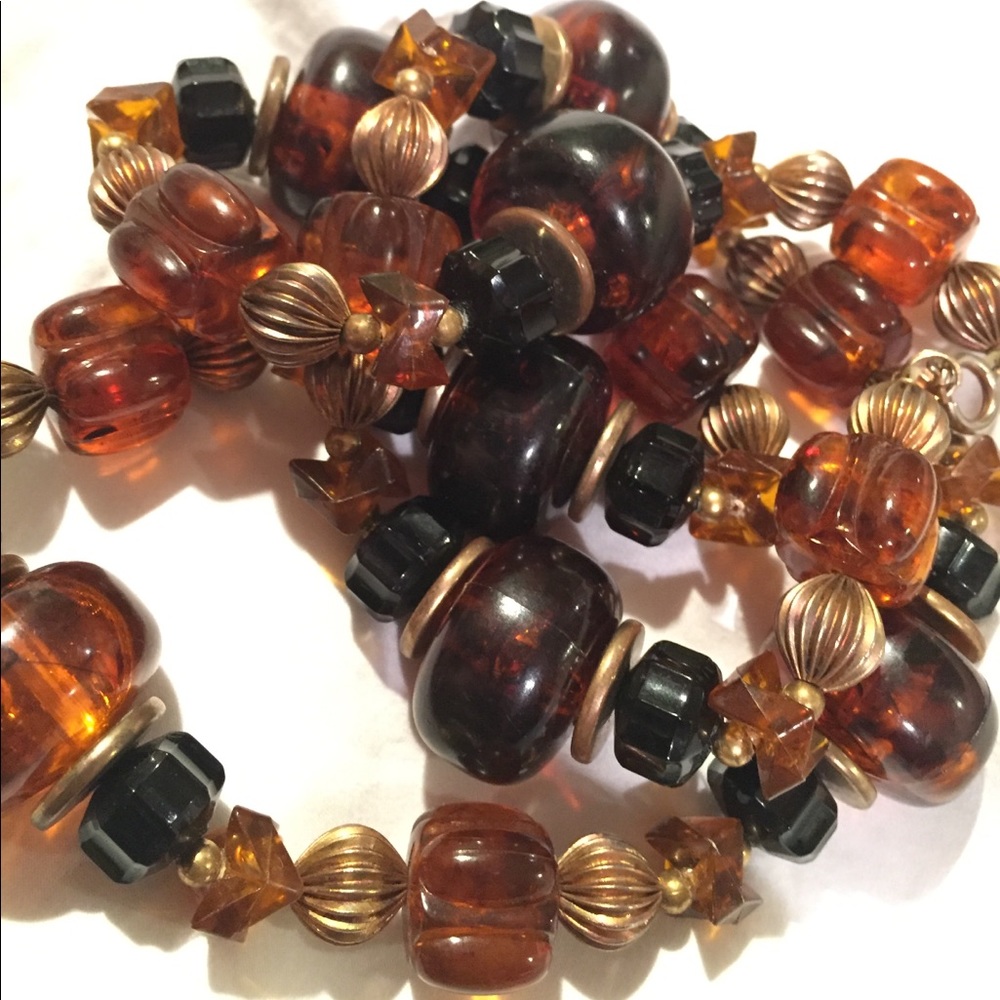 Vintage Resin Beaded Statement Necklace