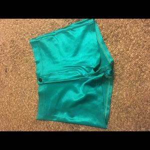 Green high waisted disco shorts