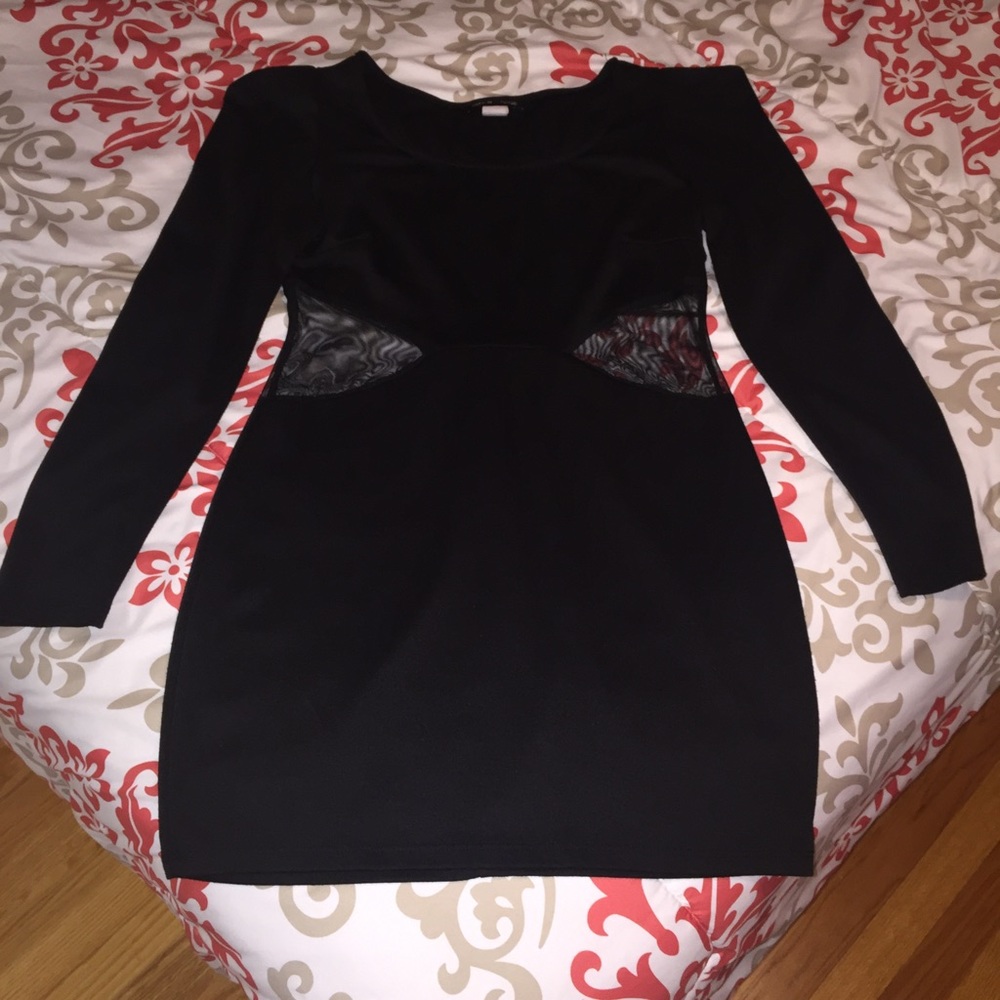 Plus size Little Black Dress with mesh inserts