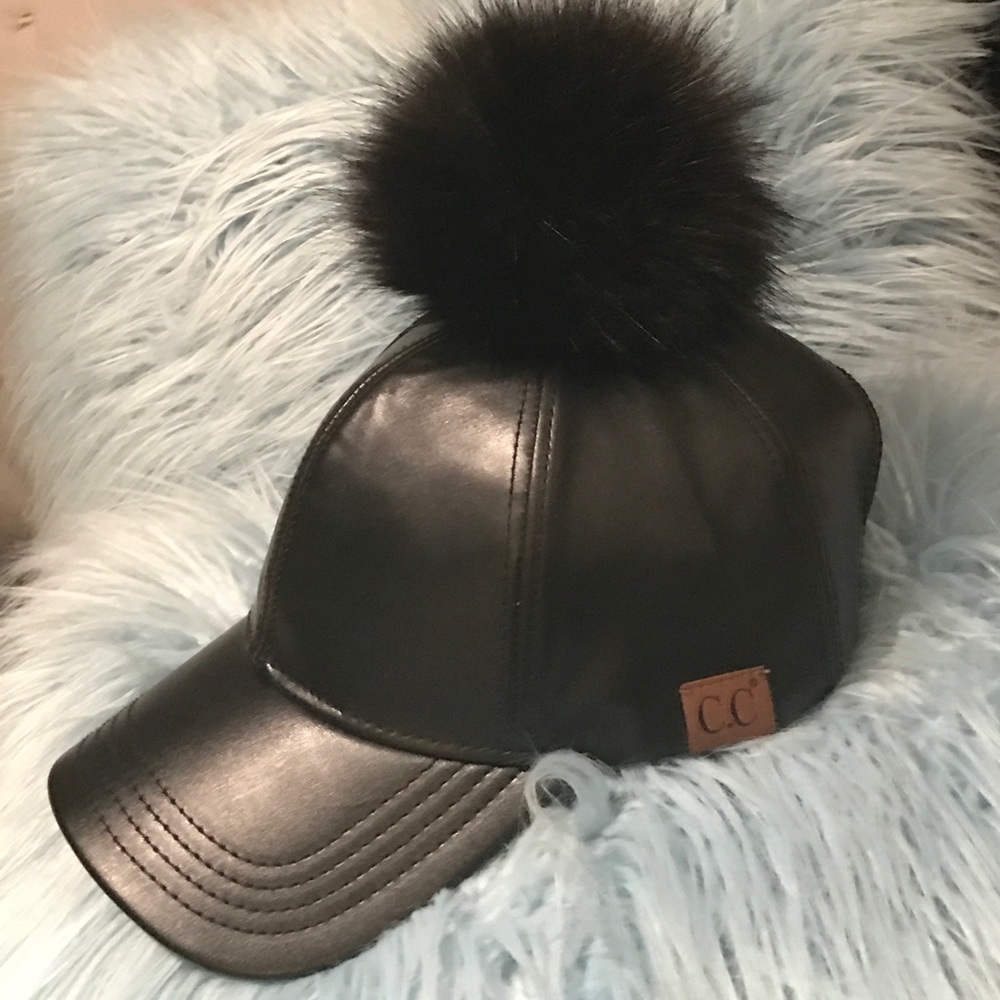 🖤 Leather Puff hat🖤