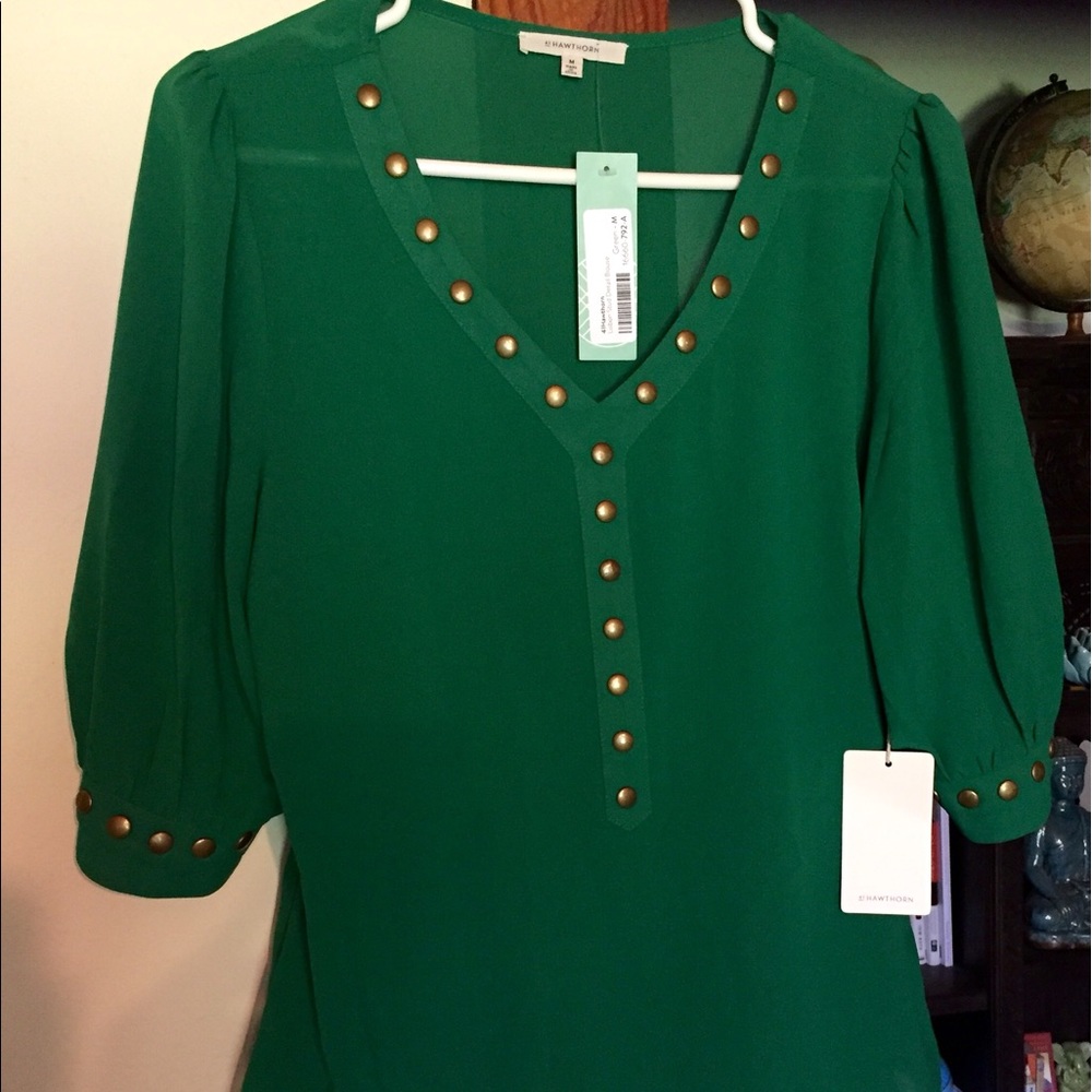Beautiful green 3/4 sleeve blouse 41 Hawthorn NWT