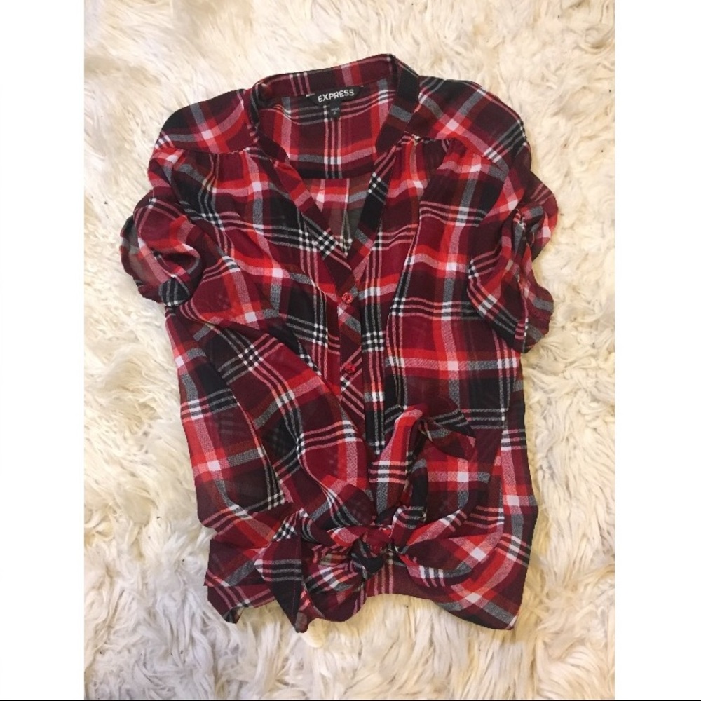 Plaid tie front top