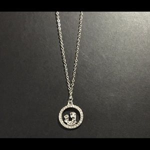 16" chain silver mother cz diamond necklace