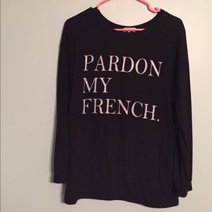 Black "pardon my French" sweater