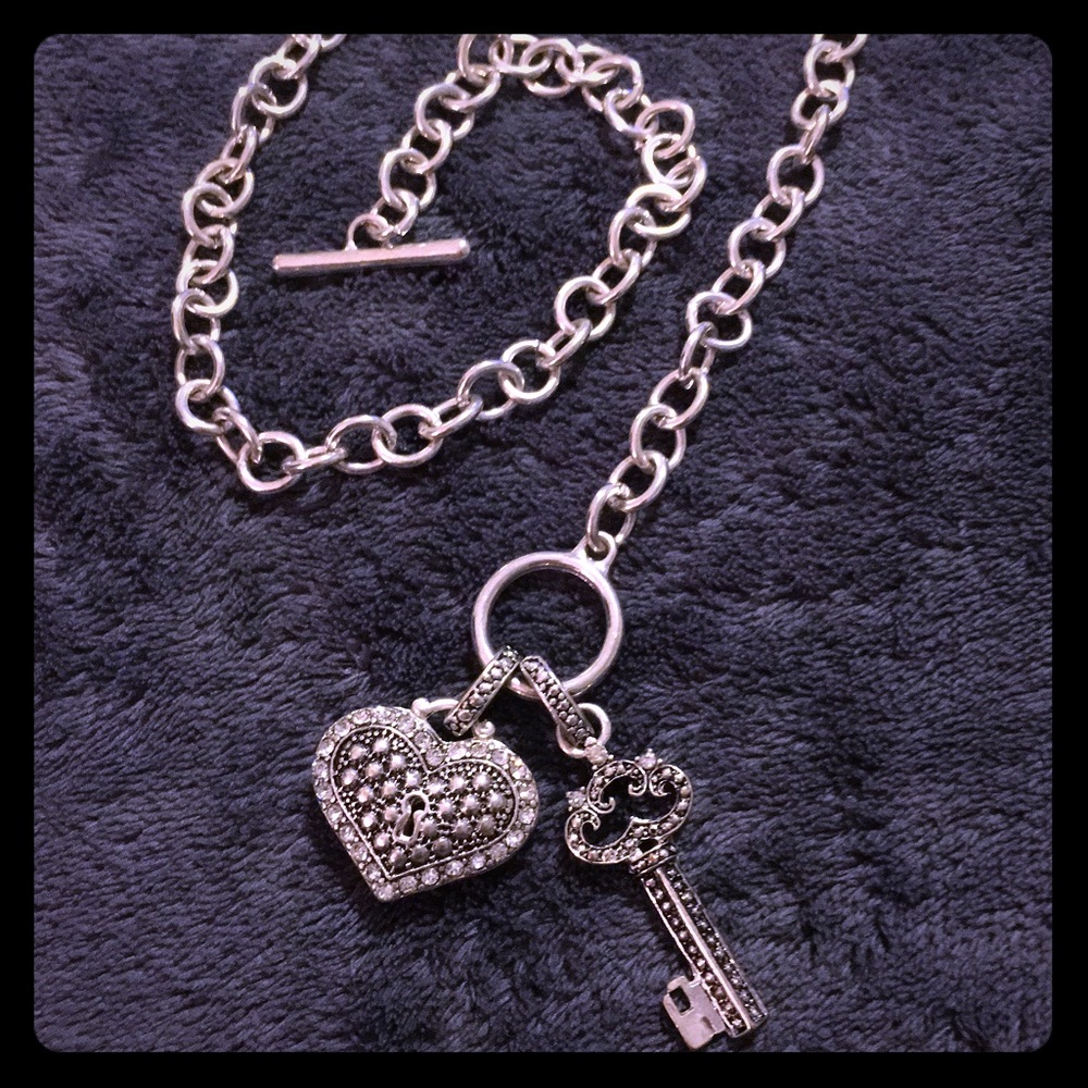 Heart Locket and Key toggle necklace