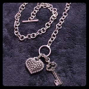 Heart Locket and Key toggle necklace