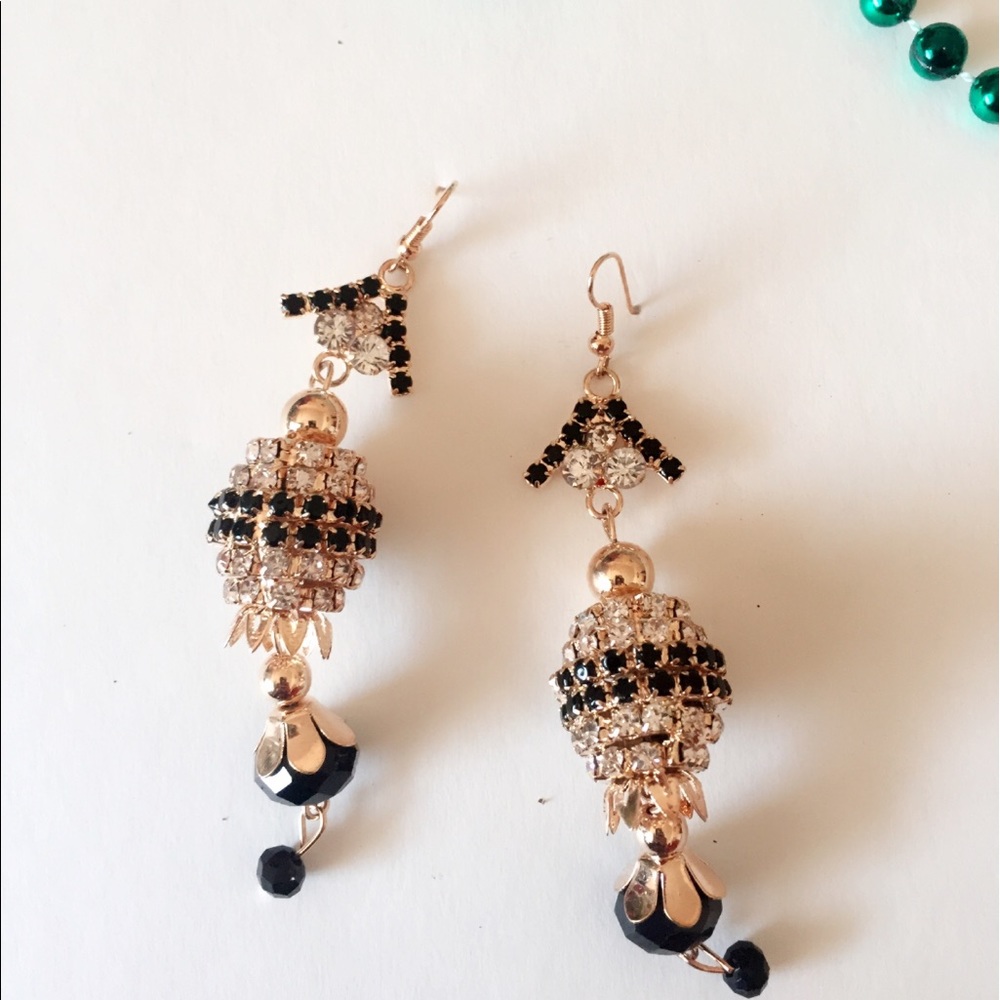 25% off 💍 A62 Black and Gold Zircon Earrings