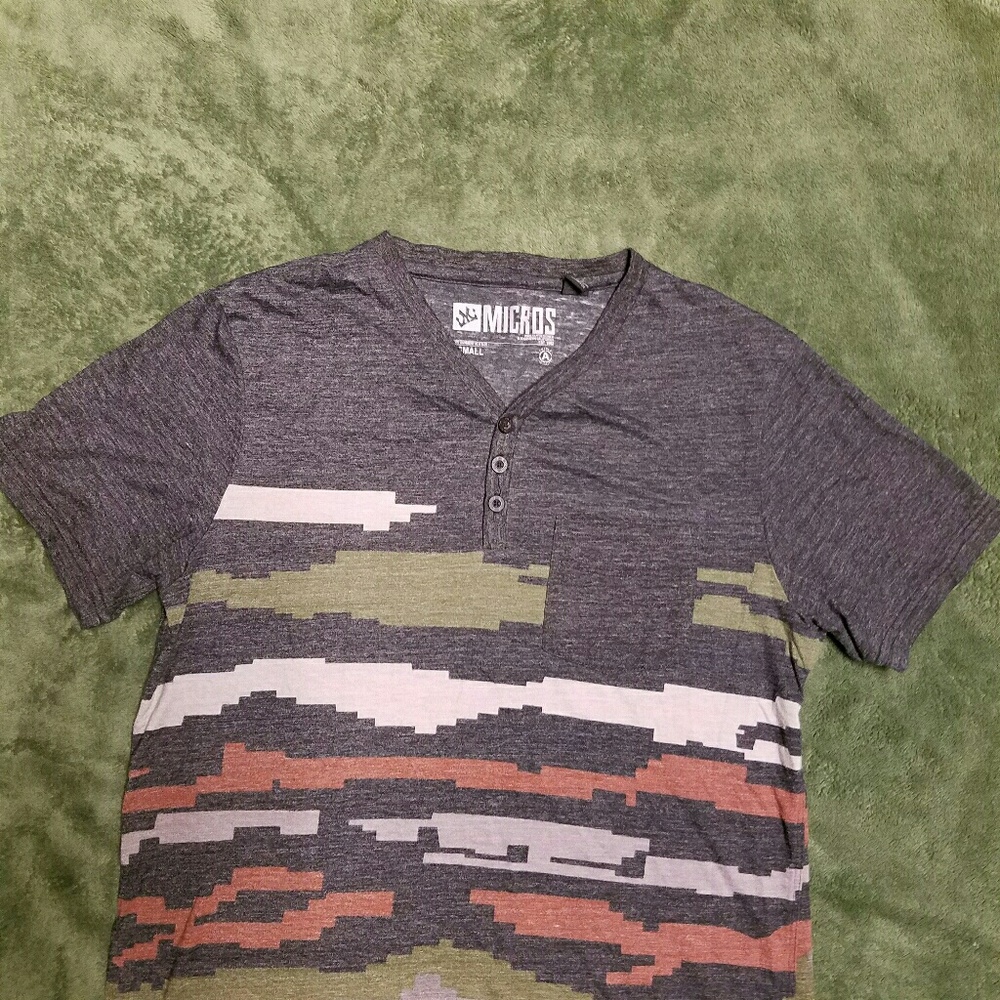 Men's Micros SS T-shirt 3 Button Neckline  S