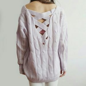 Lavender criss cross back sweater