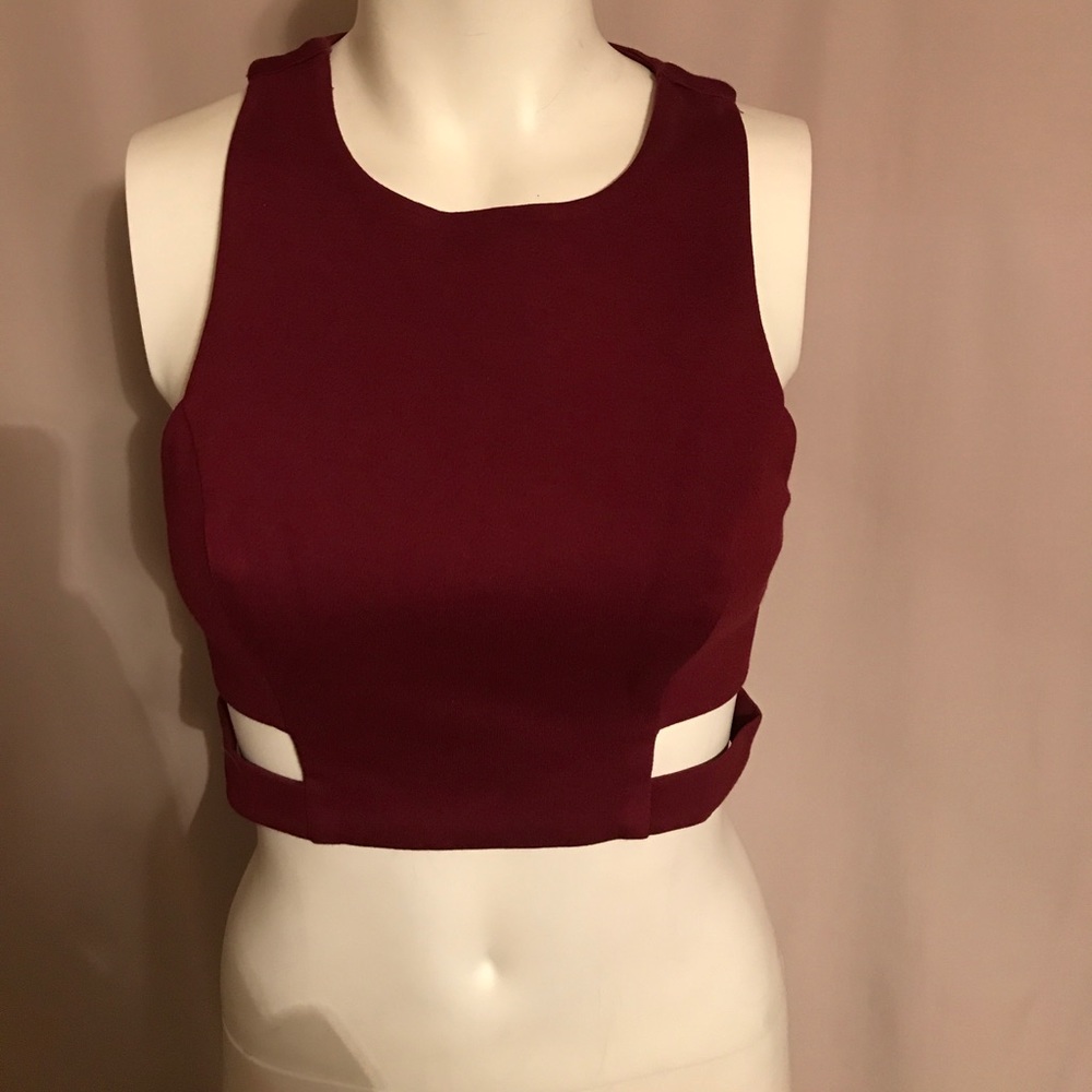 Burgundy Cutout Crop Top